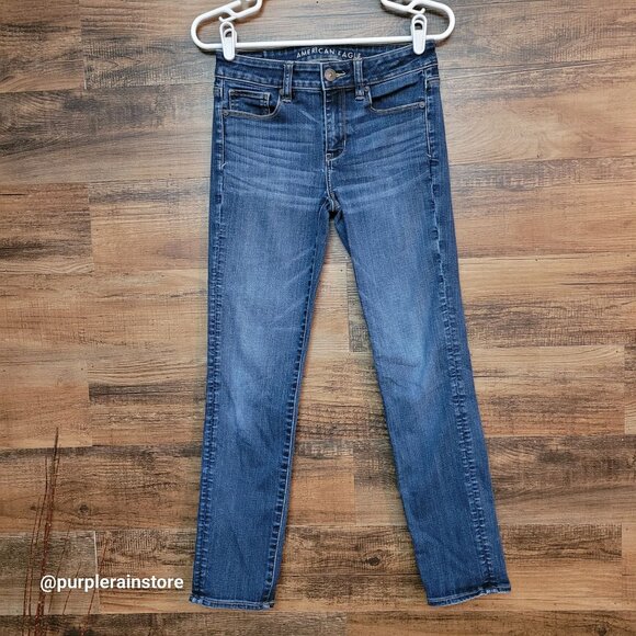American Eagle Jeans 4 S Skinny Mid Rise Next Level Stretch Medium Dark Wash - Picture 1 of 13